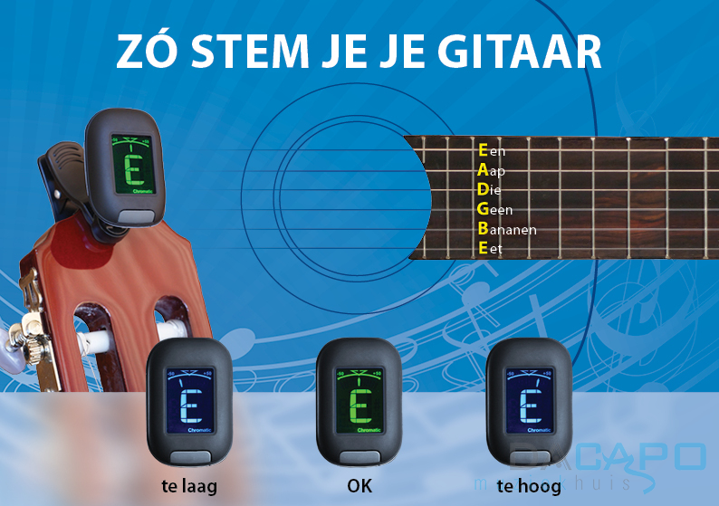 Geheim dinsdag schetsen Cliptuner/stemapparaat voor Gitaar/Viool/Bas/Ukelele/ Chromatisch - Music  Webshop