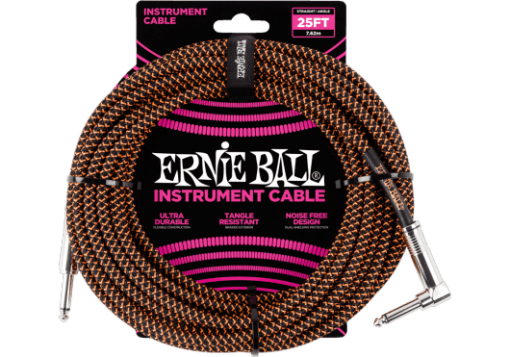 Ernie Ball Instrumentkabel Zwart/Oranje 25FT/7,62m – EB6064