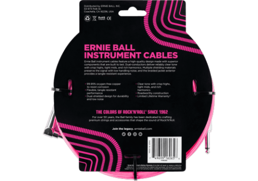 Ernie Ball Instrumentkabel Pink 25FT/7,62m - EB6065 - Afbeelding 3