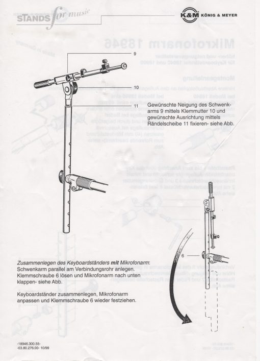 K&M 18946 Microfoonarm voor keyboardstand
