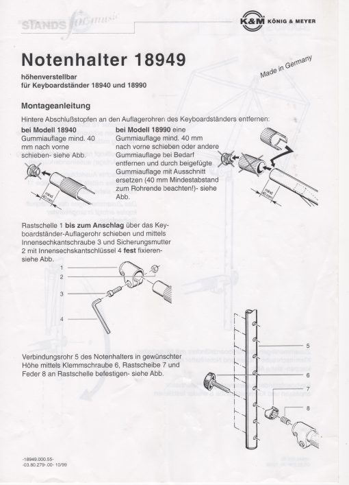 K&M 18949 Lessenaar voor keyboardstand (18940 & 18990) - Afbeelding 3