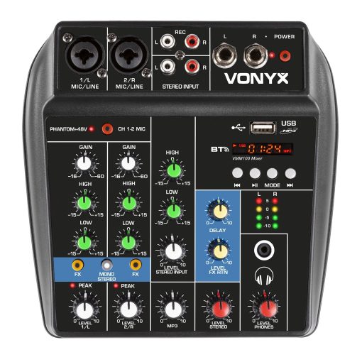 Vonyx Compacte en lichtgewicht 4-kanaals analoge mixer VM 100