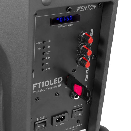 Fenton FT10LED PORTABLE SOUND SYSTEM MET ACCU 10" 450W BT - Afbeelding 3